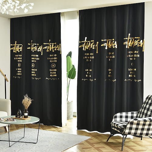 

Two Panel American Style Bronzing Blackout Curtains Living Room Bedroom Dining Room Study Children's Room Insulation Curtains