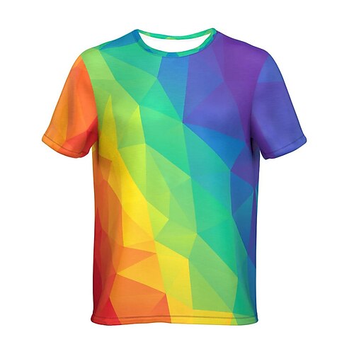 

Men's Unisex T shirt Tee 3D Print Rainbow Graphic Prints Crew Neck Street Daily Print Short Sleeve Tops Casual Classic Big and Tall Sports Rainbow / Summer