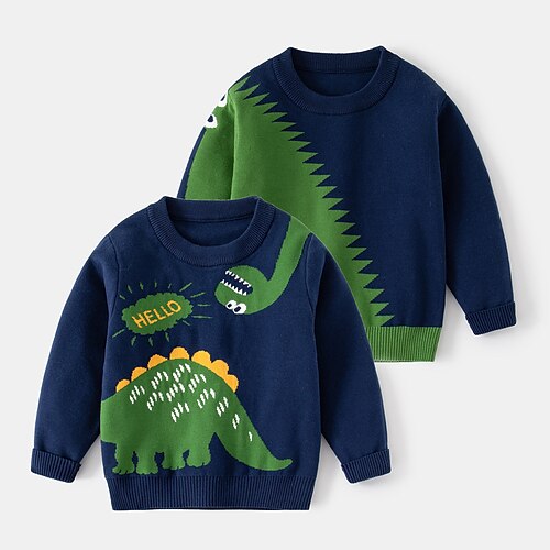 

Kids Boys Sweatshirt Animal Outdoor Long Sleeve Crewneck Active Cotton 3-10 Years Winter Royal Blue Navy Blue