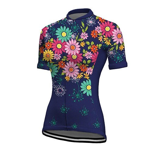 

21Grams Women's Cycling Jersey Short Sleeve Bike Jacket Tracksuit Jersey with 3 Rear Pockets Mountain Bike MTB Road Bike Cycling Cycling Breathable Quick Dry Reflective Strips Royal Blue Graphic