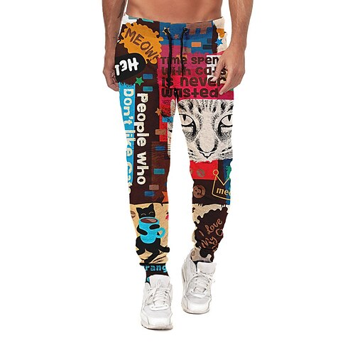 

Men's Sweatpants Joggers Trousers Drawstring Side Pockets Elastic Waist Animal Letter Graphic Prints Comfort Breathable Sports Outdoor Casual Daily Streetwear Designer Rainbow Micro-elastic