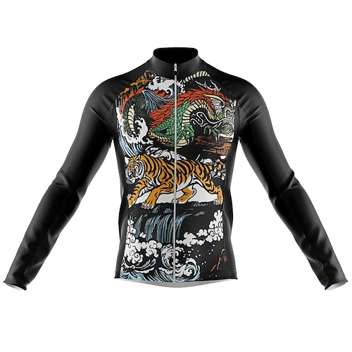 

Men's Cycling Jersey Long Sleeve Bike Jersey with 3 Rear Pockets Mountain Bike MTB Road Bike Cycling Cycling Breathable Ultraviolet Resistant Quick Dry Black Polyester Sports Clothing Apparel
