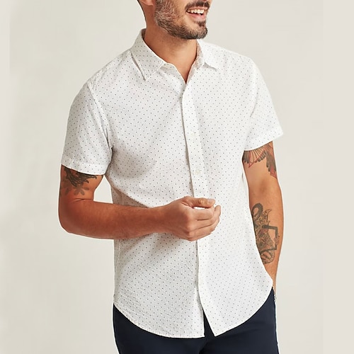 

Men's Shirt 3D Print Polka Dot Turndown Street Casual Button-Down Print Short Sleeve Tops Casual Fashion Breathable White / Summer