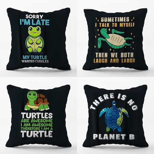 

I Like Turtles,Funny Turtles Double Side Cushion Cover 4PC Soft Decorative Square Throw Pillow Cover Cushion Pillowcase for Bedroom Livingroom