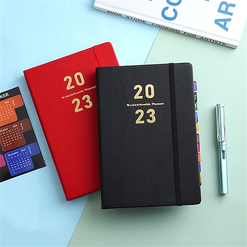 

2023 Daily Planner A5 5.8×8.3 Inch Classic PU Hardcover Portable Classsic Agenda Planner 360 Pages for School Office Business