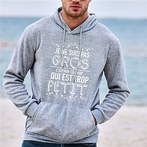 

Men's Pullover Hoodie Sweatshirt Hooded Graphic Letter Print Sports Outdoor Daily Sports Hot Stamping Basic Designer Hoodies Sweatshirts Long Sleeve Gray / Spring / Fall