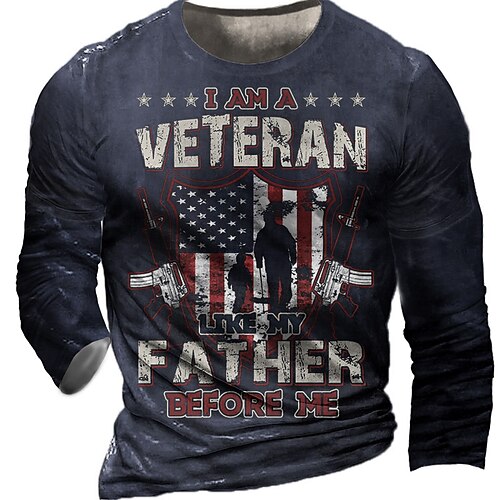

Men's T shirt Tee Tee Graphic Round Neck Black Army Green Brown Navy Blue Long Sleeve 3D Print Casual Daily Print Tops Fashion Designer Comfortable Big and Tall