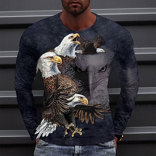 

Men's T shirt Tee Tee Graphic Round Neck Black Long Sleeve 3D Print Casual Daily Print Tops Fashion Designer Comfortable Big and Tall