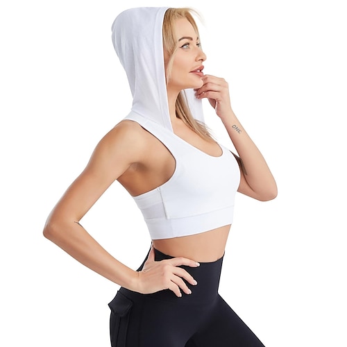 

Women's Hooded Bra Running Yoga Sports Vest Quick-drying Breathable Underwear Nude Fitness Bra Activewear