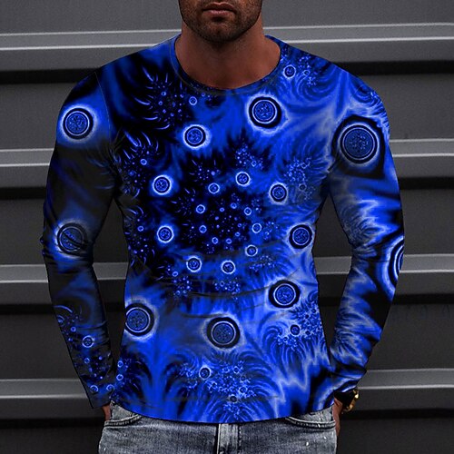 

Men's T shirt Tee Tee Graphic Round Neck Green Blue Yellow Red Long Sleeve 3D Print Casual Daily Print Tops Fashion Designer Comfortable Big and Tall