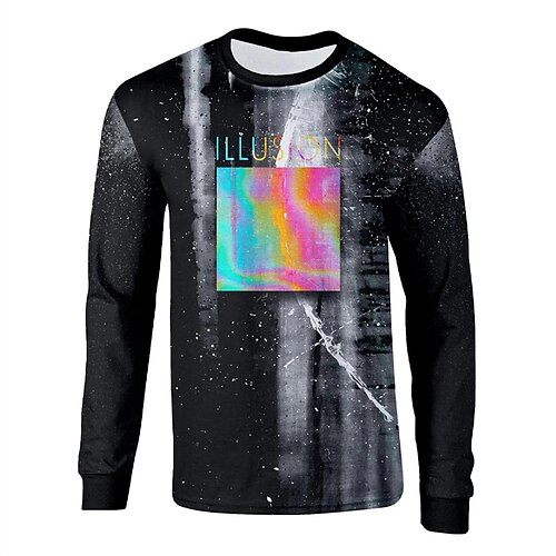 

Men's Unisex T shirt Tee 3D Print Abstract Graphic Prints Crew Neck Street Daily Print Long Sleeve Tops Basic Casual Big and Tall Sports Black