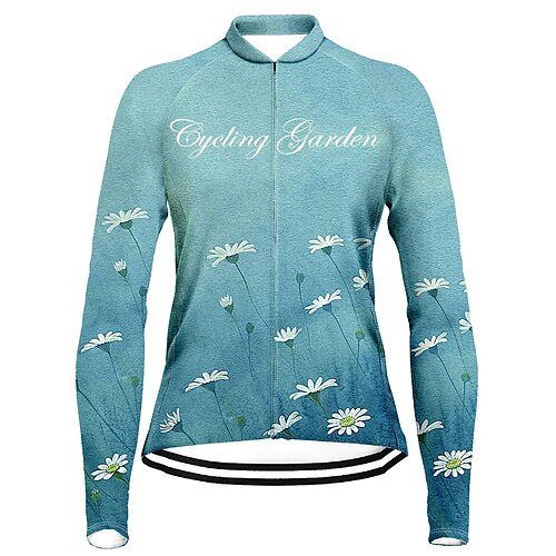 

21Grams Women's Cycling Jersey Long Sleeve Bike Top with 3 Rear Pockets Mountain Bike MTB Road Bike Cycling Quick Dry Moisture Wicking Blue Floral Botanical Sports Clothing Apparel / Stretchy