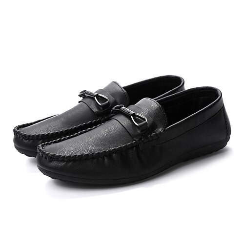 

Men's Loafers Slip-Ons Moccasin Comfort Loafers Comfort Shoes Casual British Daily Office Career PU Black Grey Black Fall Spring