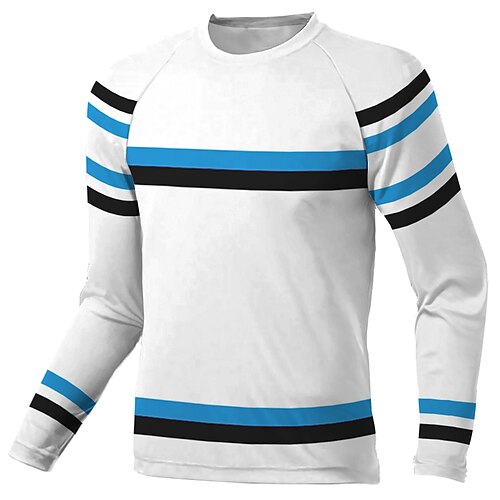 

Men's Downhill Jersey Long Sleeve White Stripes Bike Breathable Quick Dry Polyester Spandex Sports Stripes Clothing Apparel / Stretchy