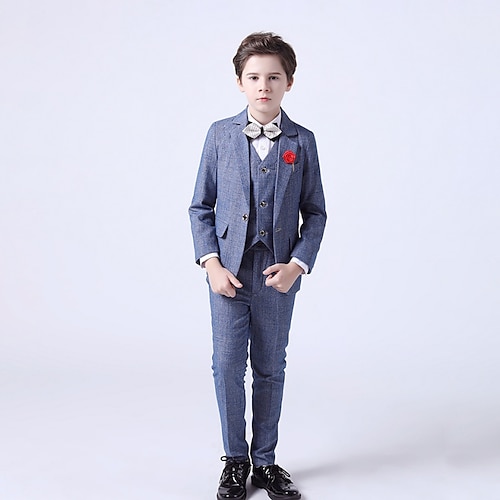 

vestito per bambini & blazer set di abbigliamento 3 pezzi manica lunga grigio cotone tinta unita vacanze scolastiche delicato stile preppy 3-13 anni