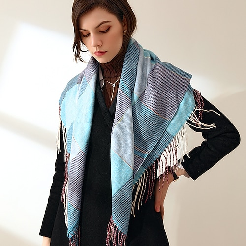 

Hot Big Plaid Scarf Winter Warm Women Foulard Female Holiday Casual Scarves Lady Tassel Shawl Wraps New 105105cm