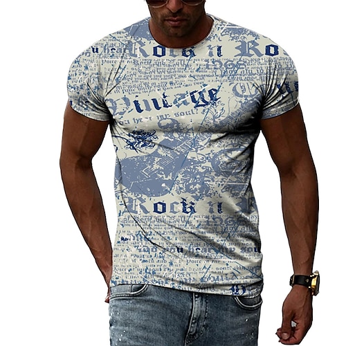 

Homme Unisexe T shirt Tee Lettre Imprimés Photos Col Ras du Cou Bleu 3D effet Extérieur Plein Air Manches Courtes Imprimer Vêtement Tenue Rétro Vintage Sportif Casual Grand et grand / Eté / Eté