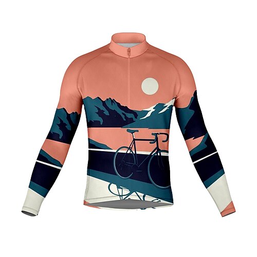 

21Grams Men's Cycling Jersey Long Sleeve Bike Top with 3 Rear Pockets Mountain Bike MTB Road Bike Cycling Breathable Quick Dry Moisture Wicking Reflective Strips Orange 3D Polyester Spandex Sports