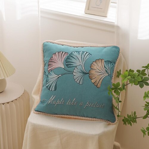 

Chenille Soft Ginkgo Throw Pillowcase Hairball Side Country Style Simplicity Pillowcase Living Room Bedroom Sofa Cushion Cover Modern