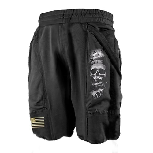 

Men's Active Pocket Drawstring Elastic Waist Graphic Skull Comfort Breathable Knee Length Sports Outdoor Daily Stylish Casual / Sporty Black Micro-elastic