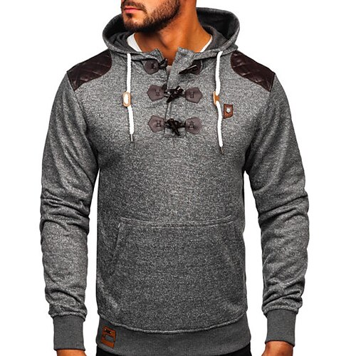 

Men's Pullover Hoodie Sweatshirt Graphic Patterned Color Block Print Sports Outdoor Daily Sports Hot Stamping Designer Basic Hoodies Sweatshirts Gray