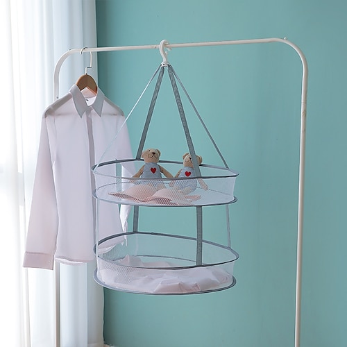 

Clothes Drying Basket Hanging Sweater Net Pocket Thickened Anti-Deformation Cardigan Drying Rack Socks Drying Bag Double Layer