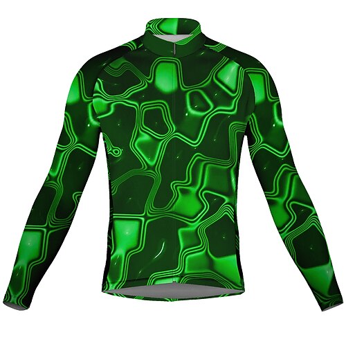 

21Grams Men's Cycling Jersey Long Sleeve Bike Top with 3 Rear Pockets Mountain Bike MTB Road Bike Cycling Breathable Quick Dry Moisture Wicking Reflective Strips Green Polyester Spandex Sports