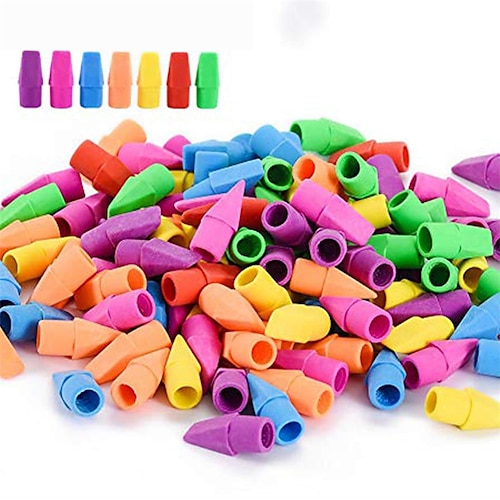 

100 Pack Pencil Erasers Pencil Top Erasers Cap Erasers Eraser Tops Pencil Eraser Toppers Eraser Studying Supplies for Teachers Eraser Pencil Erasers 7 Colors