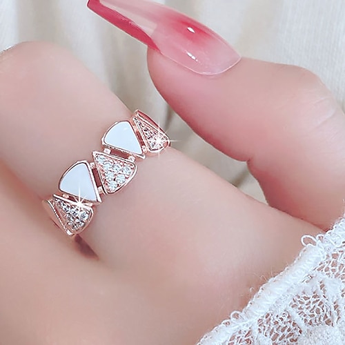 

Ringe Bryllup geometriske Roségull Sølv Kobber Strass Stilfull Enkel Luksus 1 stk / Dame / Åpen ring / Én ørering / Justerbar ring