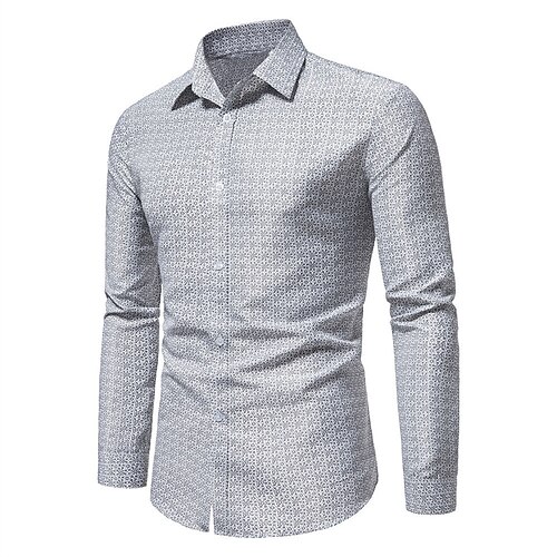 

Men's Dress Shirt Graphic Turndown Wine Navy Blue White Black Wedding Daily Long Sleeve Button-Down Clothing Apparel Fashion Business Formal Casual / Work