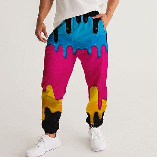 

Men's Sweatpants Joggers Trousers Drawstring Elastic Waist 3D Print Color Block Graphic Prints Comfort Breathable Sports Outdoor Casual Daily Streetwear Designer Rainbow Micro-elastic / Elasticity