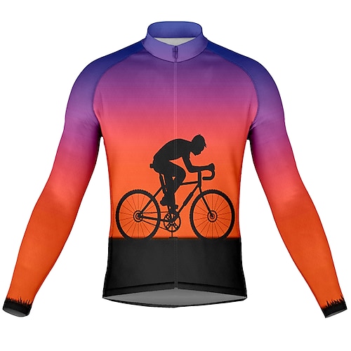 

21Grams Men's Cycling Jersey Long Sleeve Bike Top with 3 Rear Pockets Mountain Bike MTB Road Bike Cycling Breathable Quick Dry Moisture Wicking Reflective Strips Red Graphic Polyester Spandex Sports