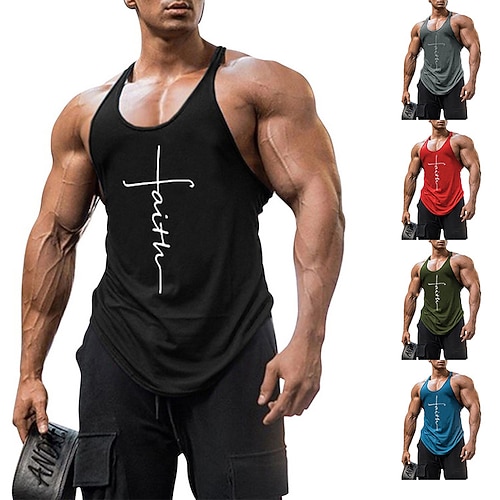 

Men's Running Tank Top Sleeveless Tee Tshirt Athletic Breathable Quick Dry Moisture Wicking Gym Workout Running Active Training Sportswear Black Blue Army Green Activewear Micro-elastic
