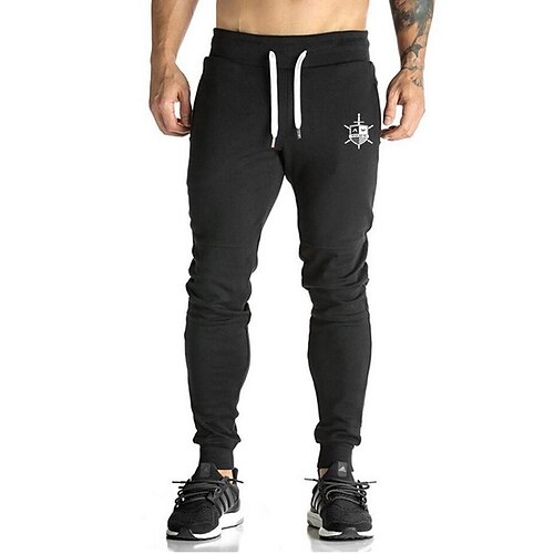 

Men's Sweatpants Joggers Trousers Drawstring Side Pockets Elastic Waist Graphic Prints Comfort Breathable Sports Outdoor Casual Daily Cotton Blend Terry Streetwear Stylish Black Gray Micro-elastic