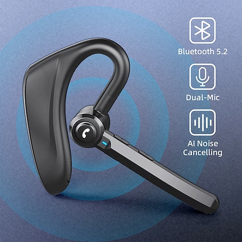 

Dual-Mic AI Noise Cancelling Bluetooth Headset for Cell Phones, 30Hrs HD Talktime 10 Days Standby Wireless Bluetooth Earpiece IPX6 Waterproof Ultra-Light Wireless Headset Truckers/Office/Business
