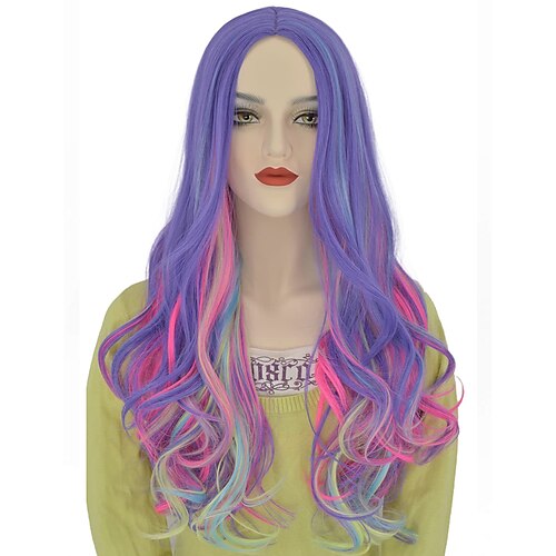 

Rainbow Color Heat Resistant Synthetic Wig Length for Halloween Concert Themed Party Cosplay Costume Wig