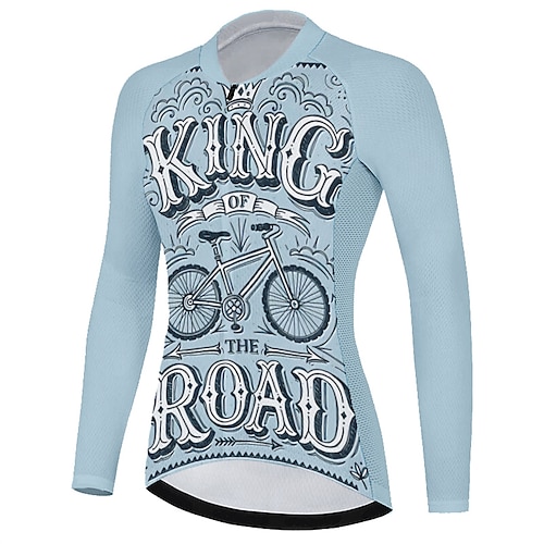 

21Grams Women's Cycling Jersey Long Sleeve Bike Top with 3 Rear Pockets Mountain Bike MTB Road Bike Cycling Breathable Quick Dry Moisture Wicking Reflective Strips Blue Graphic Polyester Spandex
