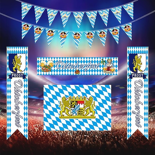 

Disposable Oktoberfest Tablecloth Decor Set Waterproof PEVA Plastic Table Covers for Indoor or Outdoor Events, Birthday Parties, Weddings 1Pcs
