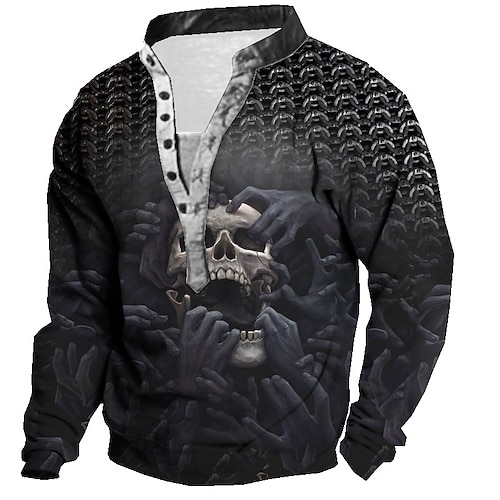 

Men's Unisex Sweatshirt Pullover Skull Graphic Prints Print Casual Daily Sports 3D Print Streetwear Designer Hoodies Sweatshirts Long Sleeve Black Gray