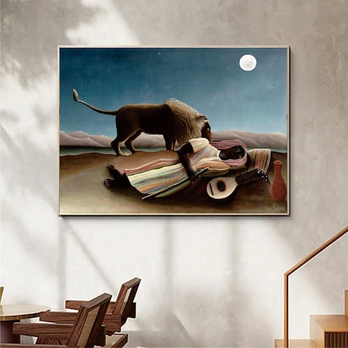 

Handmade Hand Painted Oil Painting Wall Art Famous The Sleeping Gypsy Painting Home Decoration Decor Rolled Canvas No Frame Unstretched