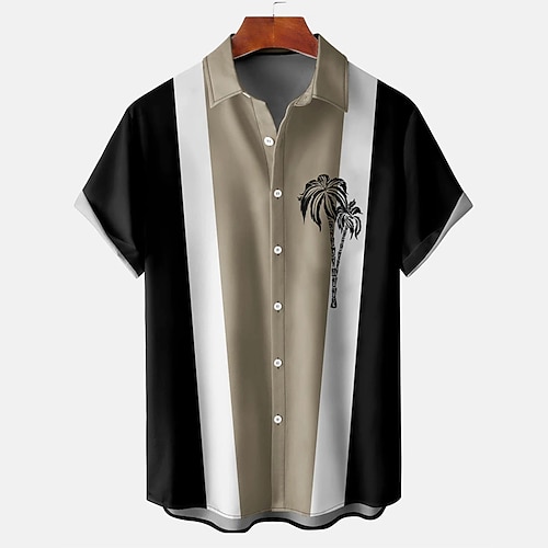 

Men's Seersucker Shirt Color Block Turndown Black Street Daily Short Sleeve Button-Down Clothing Apparel Lightweight Soft Breathable Comfortable / Summer / Summer / Sports