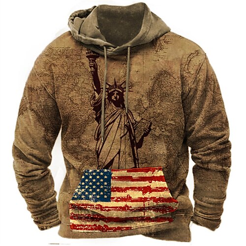 

Men's Unisex Pullover Hoodie Sweatshirt Brown Hooded Graphic Prints National Flag Print Daily Sports 3D Print Streetwear Designer Casual Spring & Fall Clothing Apparel Hoodies Sweatshirts Long