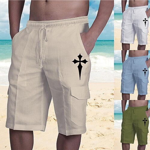 

Men's Designer Streetwear Shorts Beach Shorts Drawstring Elastic Waist Multiple Pockets Short Pants Casual Daily Micro-elastic Graphic Patterned Breathable Soft Mid Waist Green White Blue Khaki S M L