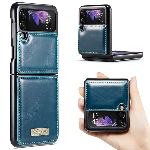 

telefon Etui Til Samsung Galaxy Læder æske Z Flip 4 Z Flip 3 Støddæmperramme Støvsikker Magnetisk flip Ensfarvet PC PU Læder