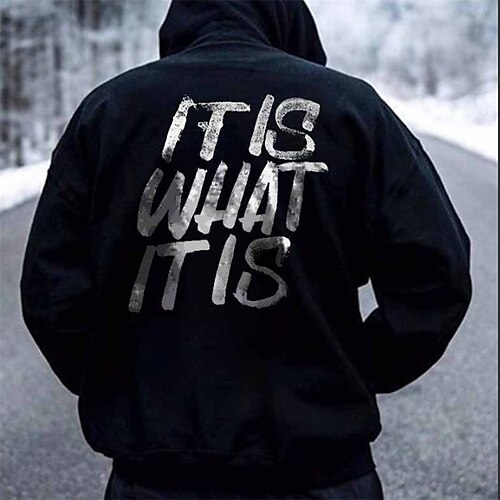 

Men's Hoodie Black Hooded Graphic Letter Print Going out Streetwear Cool Designer Winter Fall & Winter Clothing Apparel Hoodies Sweatshirts Long Sleeve