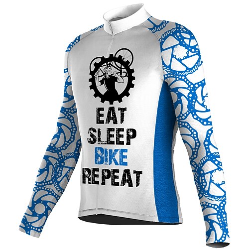 

21Grams Men's Cycling Jersey Long Sleeve Bike Top with 3 Rear Pockets Mountain Bike MTB Road Bike Cycling Breathable Quick Dry Moisture Wicking Reflective Strips White Gear Polyester Spandex Sports