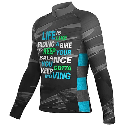 

21Grams Men's Cycling Jersey Long Sleeve Bike Top with 3 Rear Pockets Mountain Bike MTB Road Bike Cycling Breathable Quick Dry Moisture Wicking Reflective Strips Dark Grey Polyester Spandex Sports