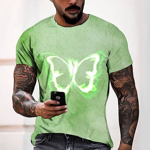 

Men's T shirt Tee Tee Graphic Round Neck Green Blue Purple Pink Yellow Short Sleeve 3D Print Casual Daily 3D Print Tops Fashion Cool Designer Comfortable / Summer / Summer