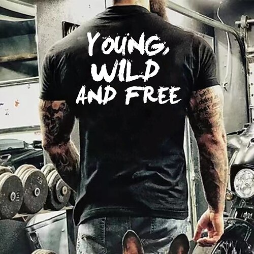 

Men's T shirt Tee Solid Color Graphic Letter Crew Neck White Black Short Sleeve Outdoor Casual Tops Casual / Sports