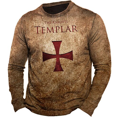 

Men's Unisex Sweatshirt Pullover Graphic Prints Cross Print Daily Sports Holiday 3D Print Casual Streetwear Hoodies Sweatshirts Brown